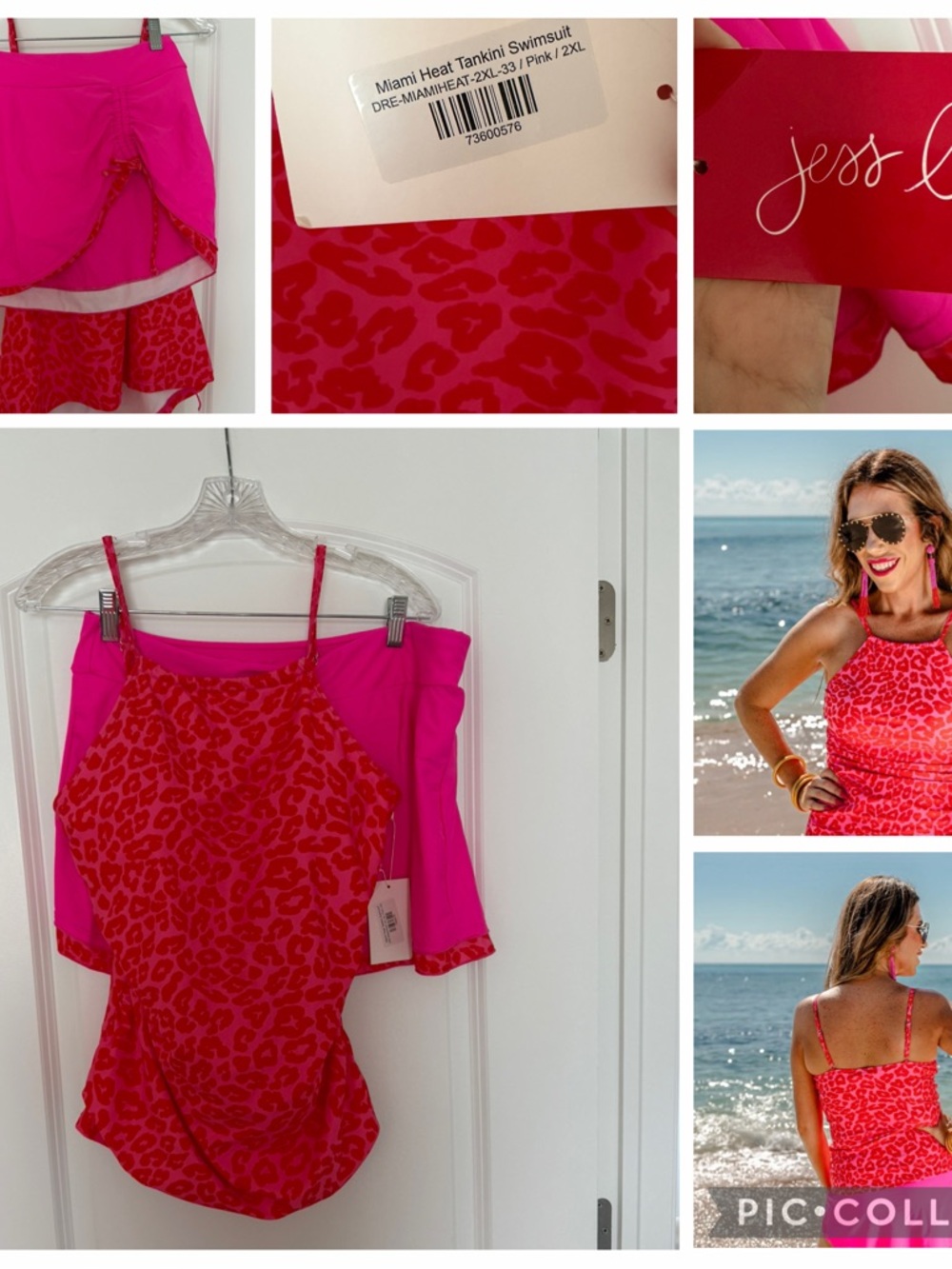 Jess Lee Miami Heat Pink Leopard Tankini Swimsuit